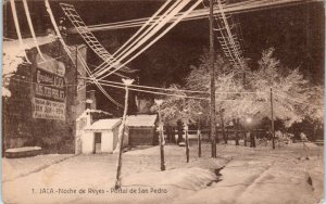 JACA,  SPAIN    Wintertime~ Snowbound~  NIGHT STREET SCENE  c1910s  Postcard