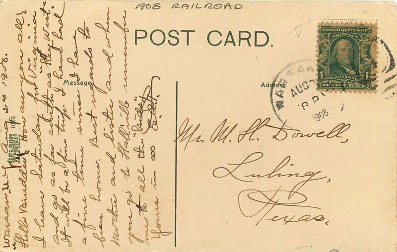 Warsaw New York Gulf Road #1093 1908 Postcard Wilson 21-5945