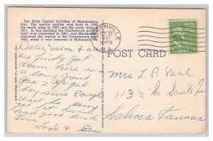 Montgomery Ala. Alabama The State Capitol & Soldiers' Monument Postcard c1947