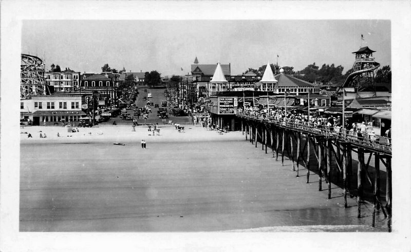 Old Orchard Beach ME Busy Day 1946 View From The Pier Downtown RPPC