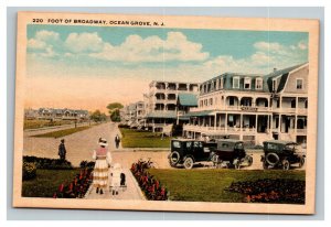 Vintage 1920's Postcard Antique Autos Broadway Ocean Grove New Jersey