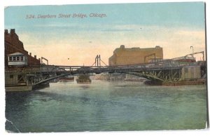 Postcard Dearborn Street Bridge Chicago IL 1912
