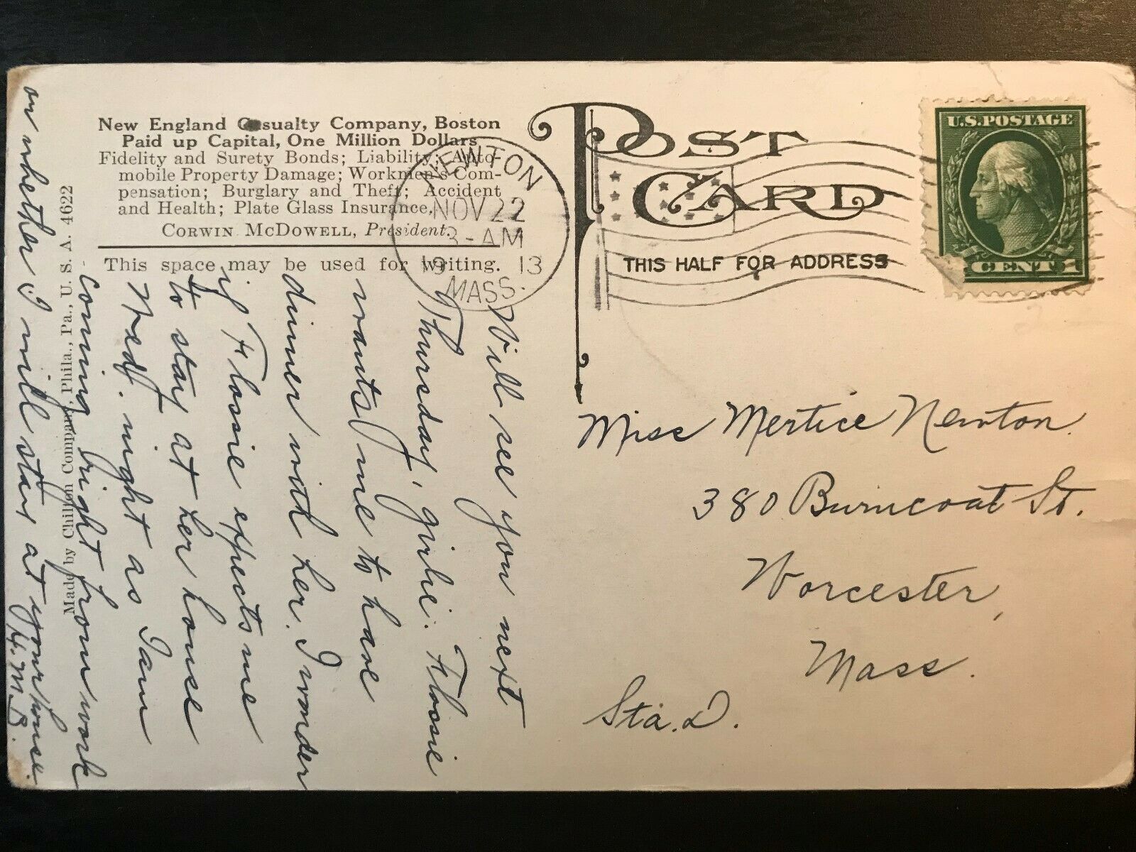 Vintage Postcard 1913 Faneuil Hall Boston Massachusetts United States