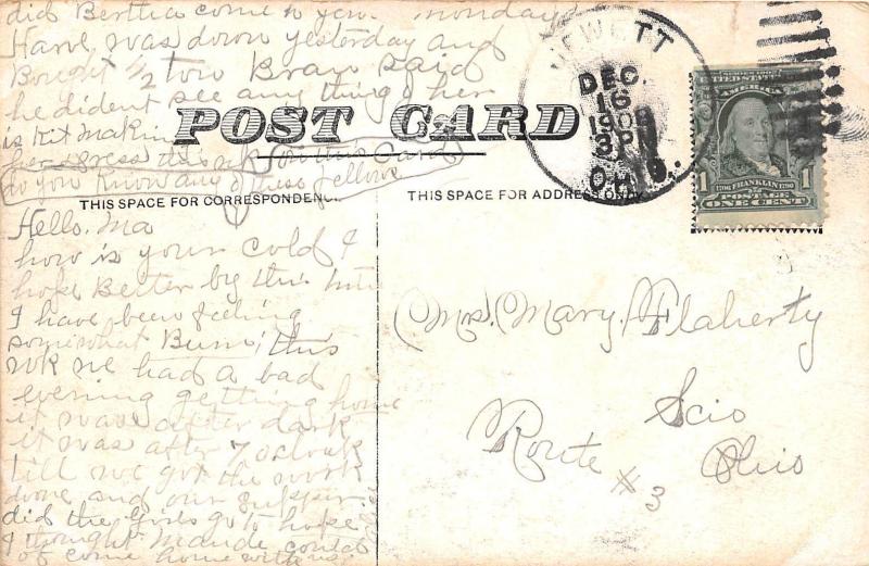 E72/ Jewett Ohio Postcard Harrison County 1908 Post Office Beetham-Dray