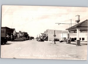 c1950 Street Scene Brooten Minnesota MN Gas Station Stearns Pope County RPPC