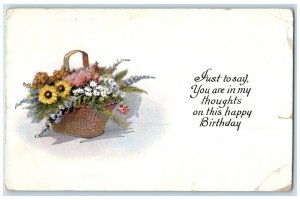 1922 Birthday Flowers In Basket Lambert Arkansas AR MOB Cancel Vintage Postcard