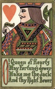 Playing Cards Jack of Hearts c1910 Vintage Postcard