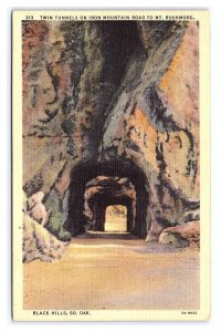 Twin Tunnels Iron Mtn. Road Mt. Rushmore Black Hills S.D. South Dakota Postcard