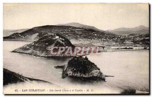 Old Postcard Spain Espana Spain San Sebastian Santa Clara isla y el Catillo