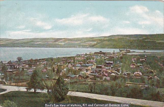 New York Watkins Birds Eye View With Corner Of Seneca Lake