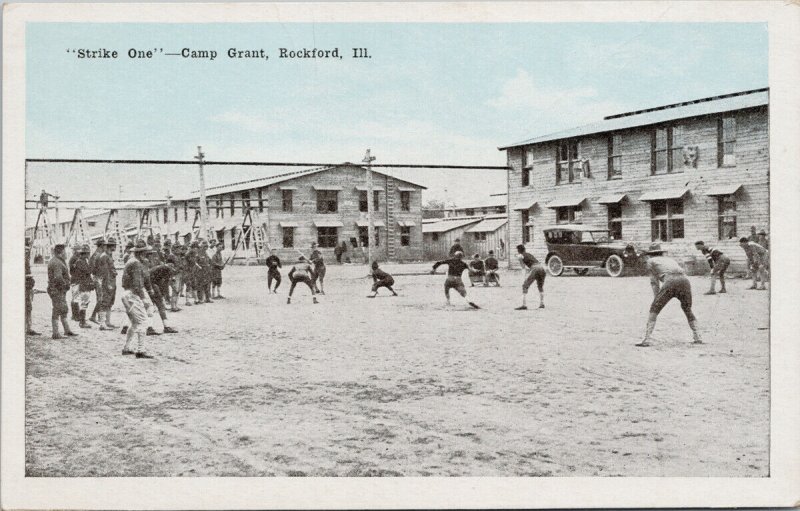 Camp Grant Rockford IL Soldiers Baseball Game 'Strike One' Litho