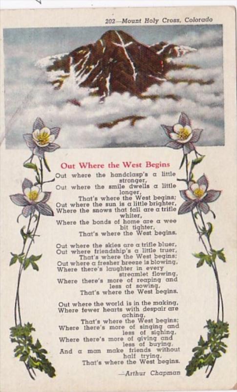 Colorado Mount Holy Cross Out Where The West Begins Poem By Arthur Chapman