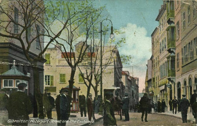 Gibraltar, Waterport Street, The Exchange (1917) Millar & Lang No. 22 Postcard