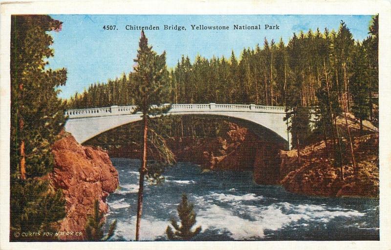 Wyoming~Chittenden Bridge Yellowstone~Longest Milan Arch in World~1920s Postcard