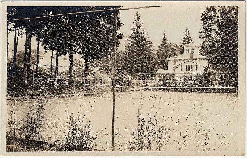 Tennis Court 1917-1930 RPPC Sports People Buildings Old AZO Real Photo Postcard 