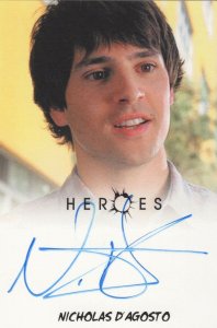 Nicholas Agosto Heroes TV Show Hand Signed Autograph Card