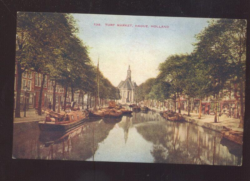 HAGUE HOLLAND TURF MARKET BOATS NETHERLANDS VINTAGE POSTCARD