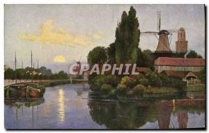 Postcard Old Windmill View of Zwolle