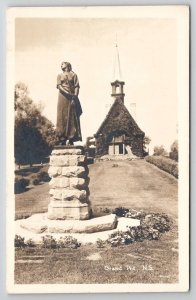 Grand Pre Nova Scotia Memorual Church And Evangeline Statue RPPC Postcard B34