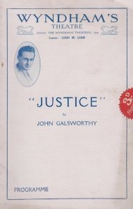 Justice John Galsworthy Drama Wyndhams London Theatre Programme