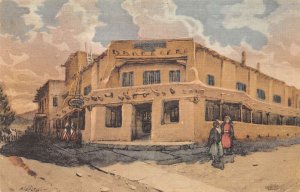 Taos New Mexico Don Fernando Hotel Artist Rendering, Hand Colored PC U2745