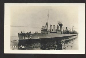 RPPC U.S. NAVY MILITARY SHIP USS TWIGGS BOAT WWII VINTAGE REAL PHOTO POSTCARD