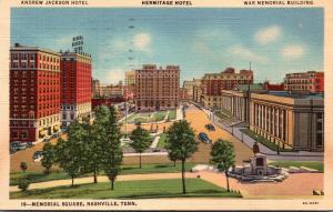 Tennessee Nashville Memorial Square Showing Andrew Jackson Hotel Hermitage Ho...