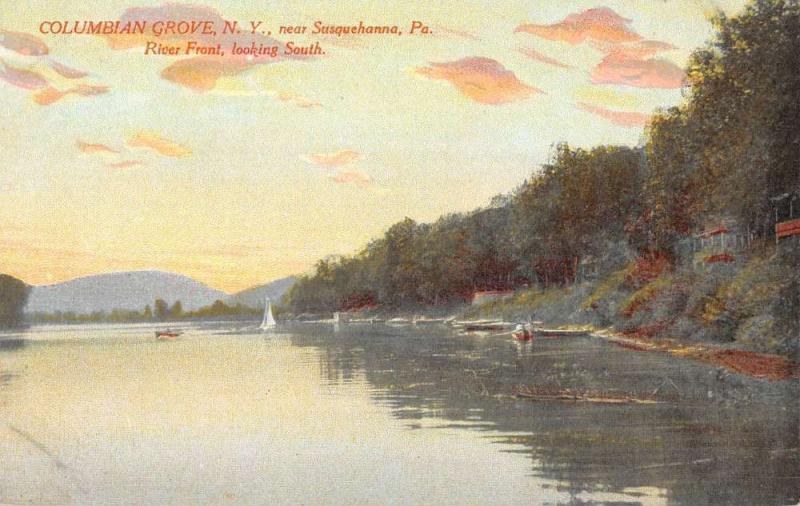Columbian Grove New York River Front Scenic View Antique Postcard K78351