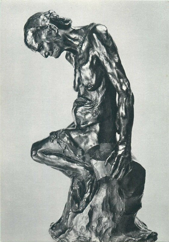 Art postcard Auguste Rodin celle qui fut la Belle Heaulmiere