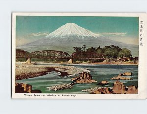 Postcard Views from car window at River Fuji Japan