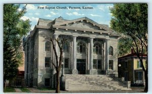 PARSONS, Kansas KS ~ FIRST BAPTIST CHURCH Labette County ca 1910s Postcard