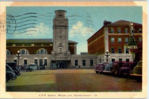 1945 C. P. R. Station Moose Jaw Saskatchewan Canada Postcard