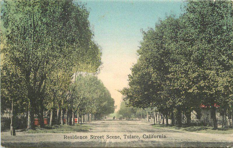 C-1910 Tulare California Residence Street Rosenthal hand colored 9666 postcard