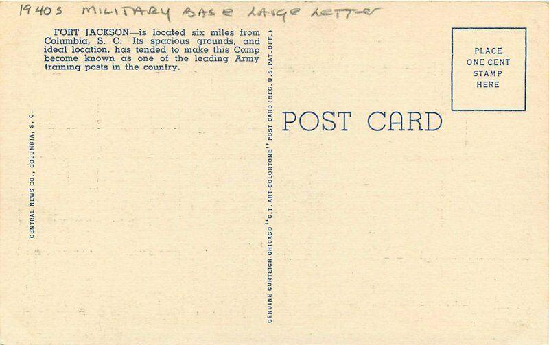 Central News Fort Jackson 1940s Military Base large Letters Postcard Teich 5975