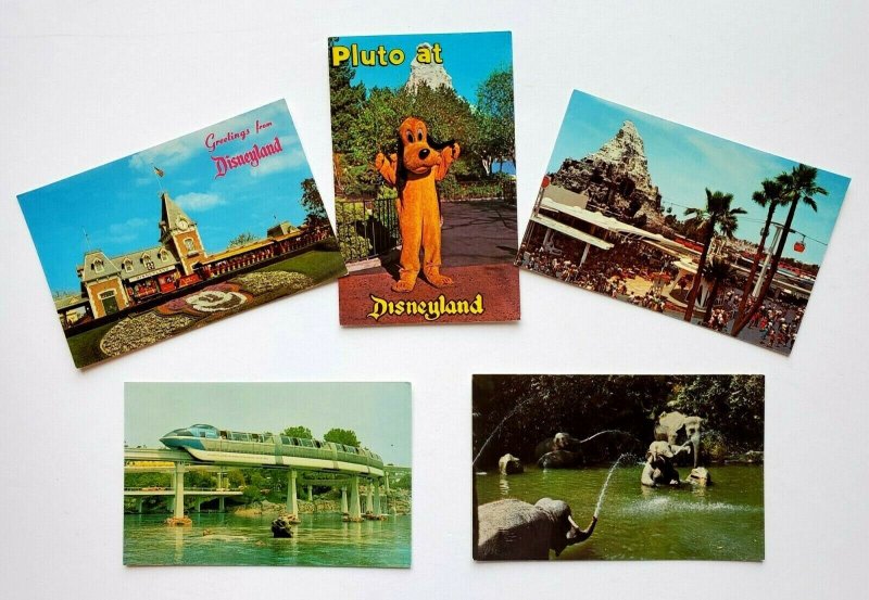 1960s Disneyland Ca Postcard Lot Pluto Matterhorn Monorail Tomorrowland