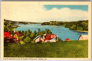 VINTAGE POSTCARD VIEW OF THE HARBOUR AT CHICOUTIMI QUEBEC CANADA