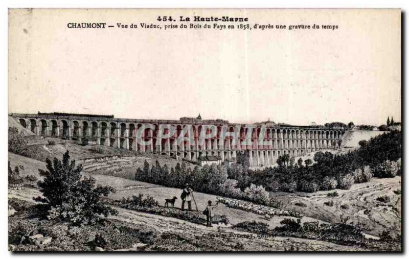 Old Postcard The Raute Marne Chaumont Viaduct view taken Bois du Fays in afte...