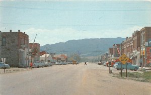 F80/ Boulder Montana Postcard Chrome Main Street Stores Autos 