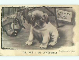 Pre-Linen signed DOG IS LONESOME k6536