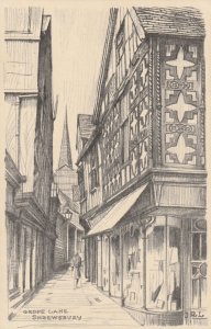 SHREWSBURY, GROPE LANE, Shropshire - Vintage POSTCARD (Drawing)