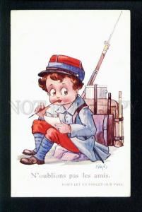 3075307 Young HERO Boy in ARMY by WUYTS vintage Color PC