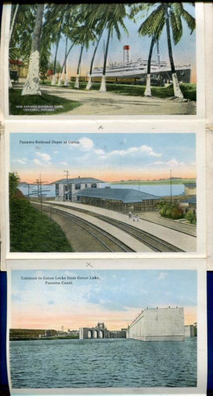 Panama Canal souvenir postcard folder foldout  1910s 22 views