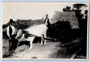 Madeira Portugal Postcard Santa Anna Animal Cart c1920's RPPC Photo