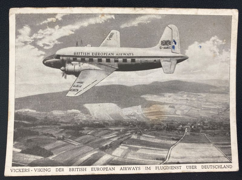 Mint Picture Postcard Vickers Viking British European Airways Over Germany