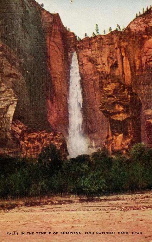 UT - Zion National Park. Falls in the Temple of Sinawava