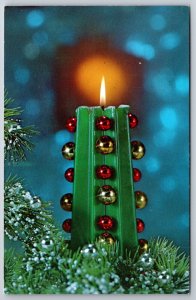 Holiday~Christmas Candle & St John 8:12 Scripture~Good News Pub Vintage Postcard