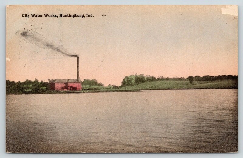 Huntingburg Indiana~City Water Works~Smokestack~1909 Handcolored 