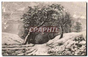 Old Postcard Landscape in snow