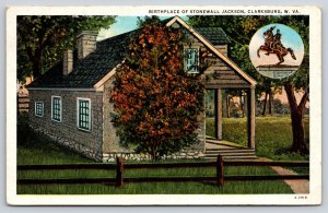 Clarksburg West Virginia~Stonewall Jackson Birthplace~PM 1937 Linen Postcard
