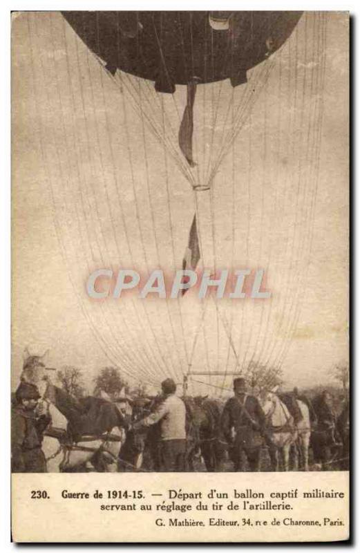 Old Postcard Jet Aviation Depart d & # 39un military tethered balloon used fo...